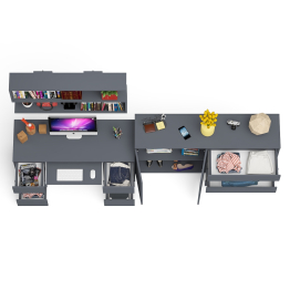 Стол для работы Мори МС-2 с книжной полкой на 1200 и комодом-тумбой МК1600.1