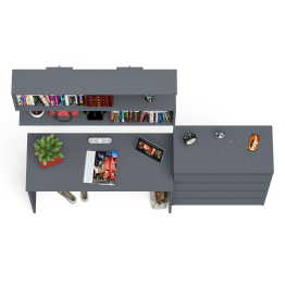 Комод Мори четыре ящика МК800.4 с письменным столом с навесной полкой на 1200