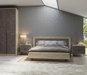 Кровать Анима КРП-320-16-14, 1,4*2,0, дуб серый, камень тёмный