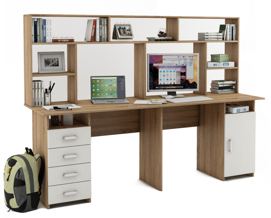 Прямые, Письменный стол Лайт-14 с надстройкой