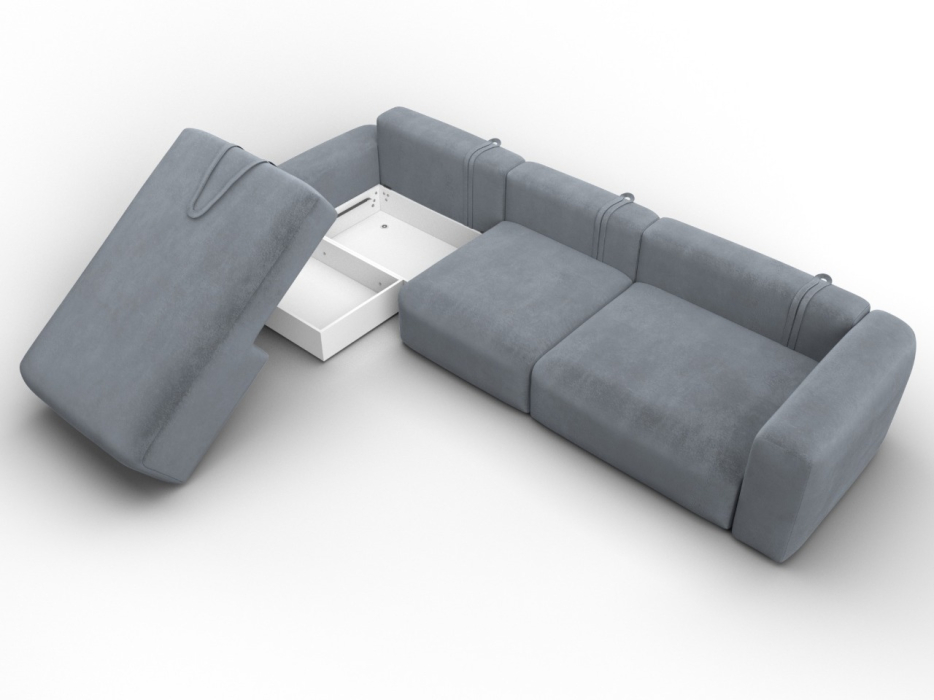 Диваны угловые в гостиную, Диван угловой Лига-066 НПБ Лонг угол левый, велюр TOWER