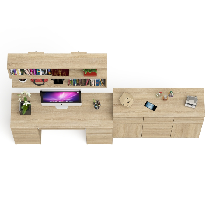 Домашние кабинеты, Комод-тумба Мори МК1200.4 с открытой верхней полкой и стол компьютерный МС-2