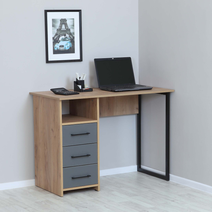 Прямые, Стол письменный с тумбой на метал.каркасе