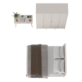 Столик прикроватный с кроватью 1600 Афина со шкаф-комодом 4-ре двери два ящика