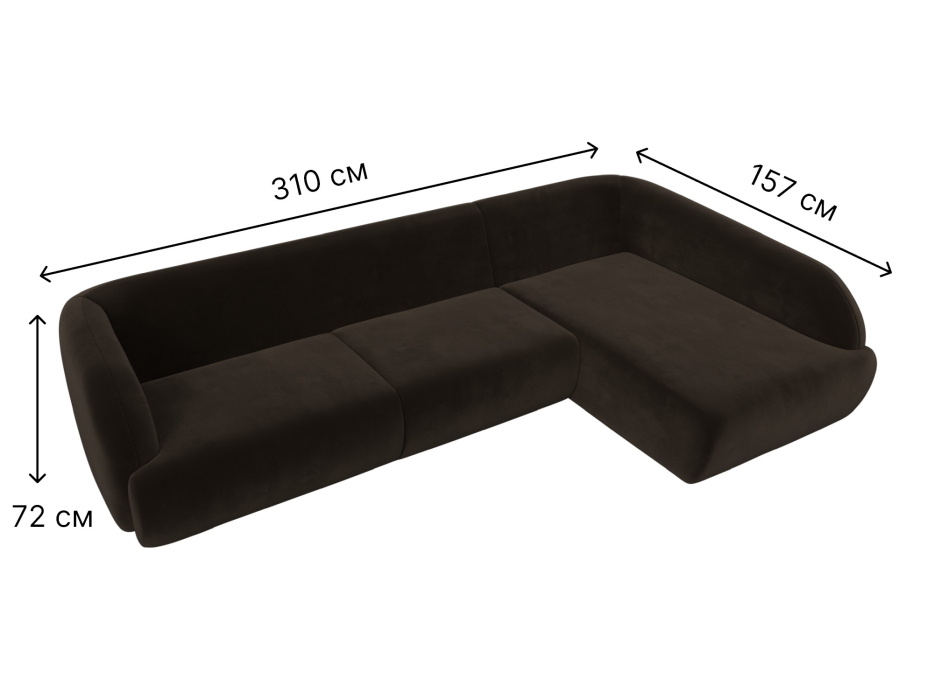 Диваны угловые в гостиную, Диван угловой Лига-041 правый угол, микровельвет