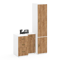 Домашние кабинеты, Тумбы две с ящиками и дверкой и глубокий пенал Лидер-8 23Б