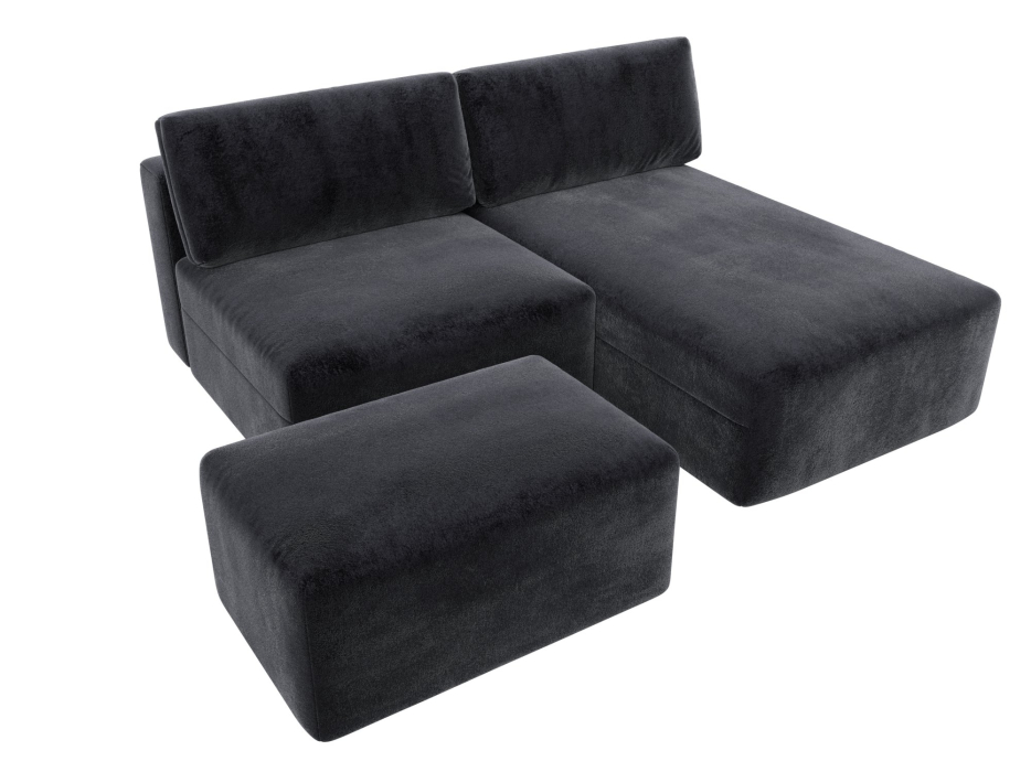 Диваны угловые в гостиную, Диван угловой модульный с пуфом Лига-060 НПБ угол универсальный, велюр TOWER