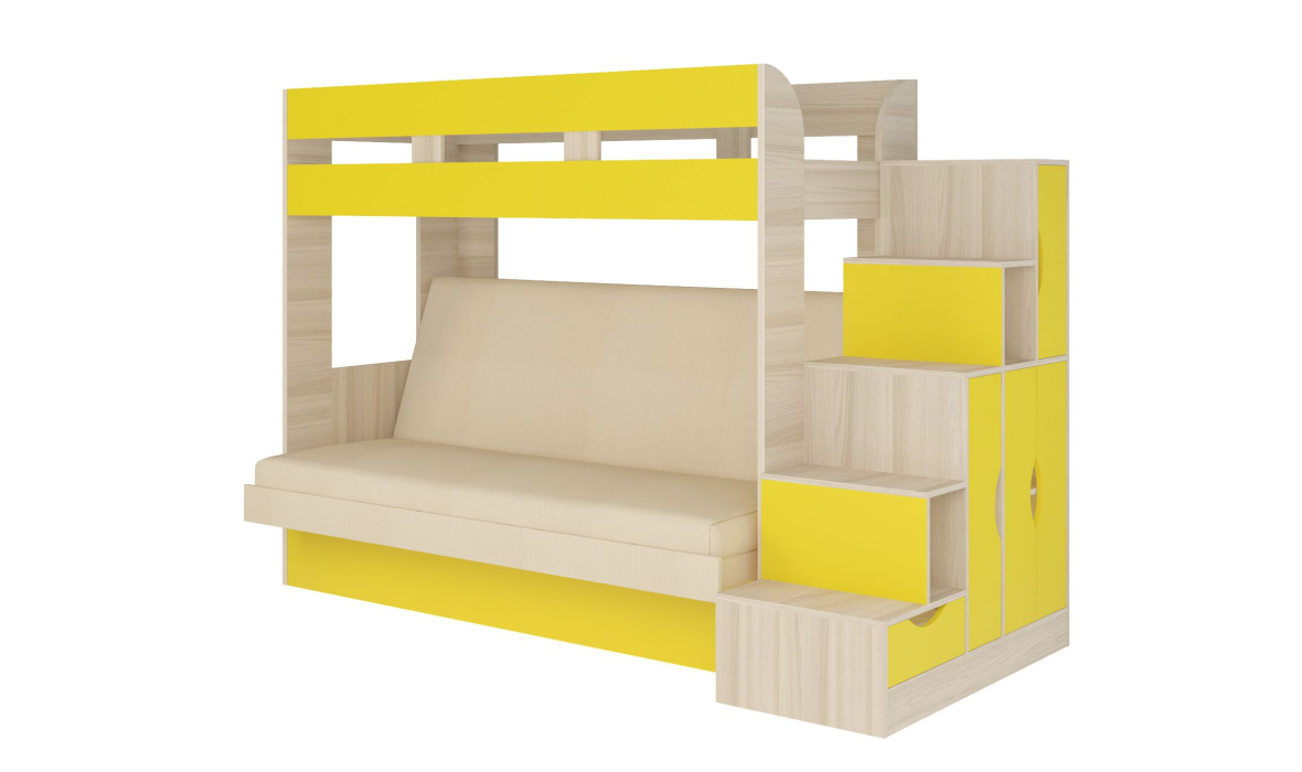 Для подростков, Двухъярусная кровать с диваном Ева