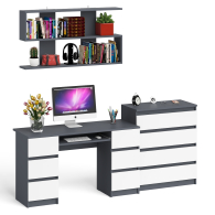 Домашние кабинеты, Стол письменный Мори МС-2 с комодом МК800 4 ящика и полкой 1200