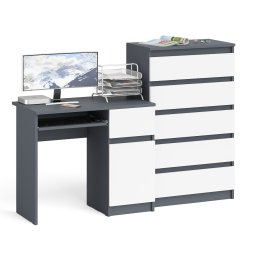 Компьютерный стол дверка и ящик справа МС-1 и комод высокий на 5-ть ящиков Мори