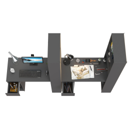 Два компьютерных стола со стеллажом Лайт 10.01