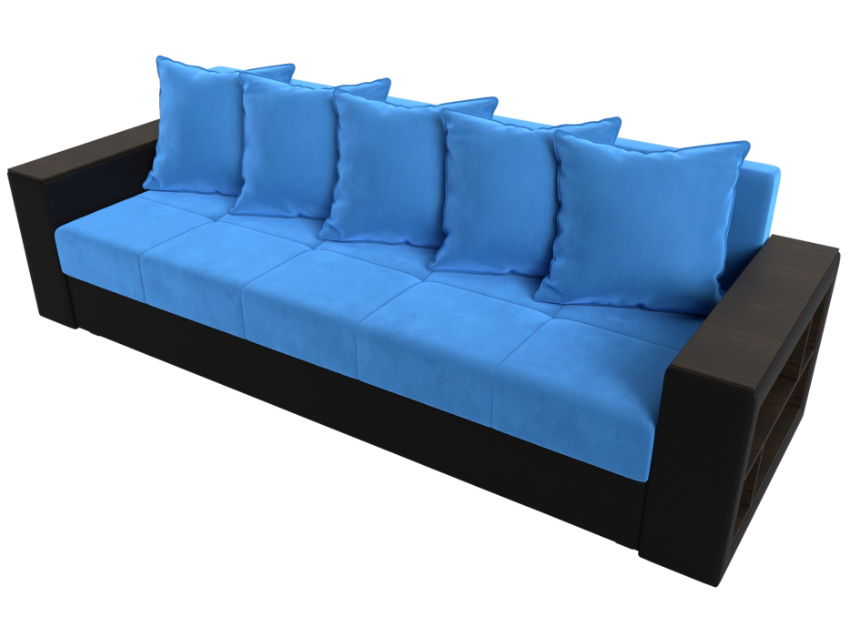 Диваны прямые, Диван прямой Дубай Лайт полки справа, велюр/экокожа