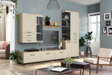 Модульная гостиная Грейс композиция 11  Гикори Джексон Светлый