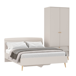 Двухспальная кровать Афина 1600 с 2-х дверным шкафом-комодом