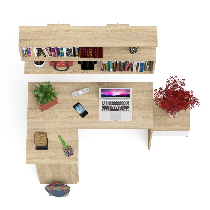 Угловые, Угловой стол компьютерный Мори МС-16 левый с тумбочкой с ящиком 400 и полкой на 1200