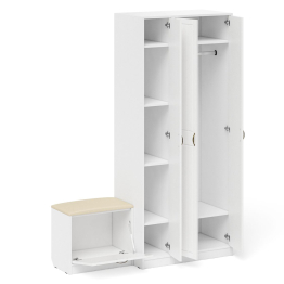 Шкаф с пеналом и тумбой для обуви с мягким сиденьем П-6-500 фрезеровка прованс