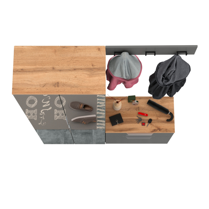 Прихожие, Шкаф две двери с зеркалами с обувницой и вешалкой для одежды Октава