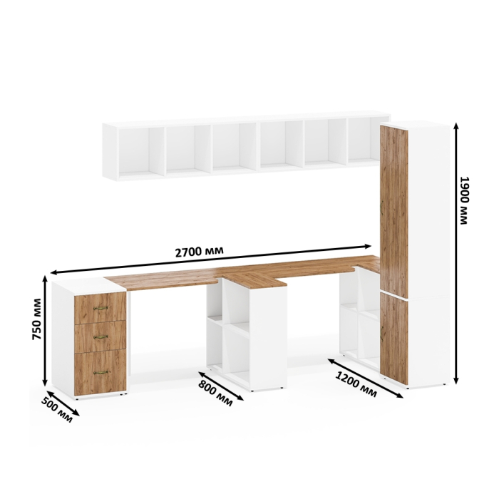 Домашние кабинеты, Место для работы двоих сотрудников для офиса Лидер-8 № 49