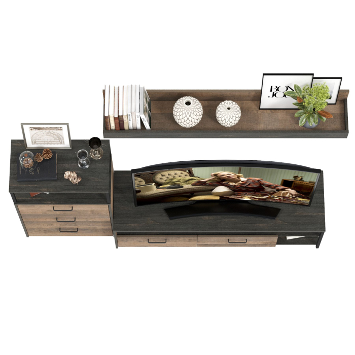 Стенки для гостиной, Комод с ящиками Трувор с тумбой под аппаратуру и полкой