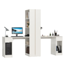 Два компьютерных стола со стеллажом Лайт 10.01