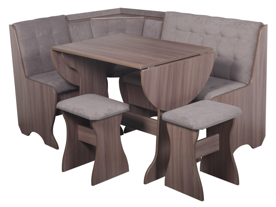 Кухонные уголки, Кухонный уголок Стиль 1Л (со столом СТ-2У) Ясень шимо темный / велюр