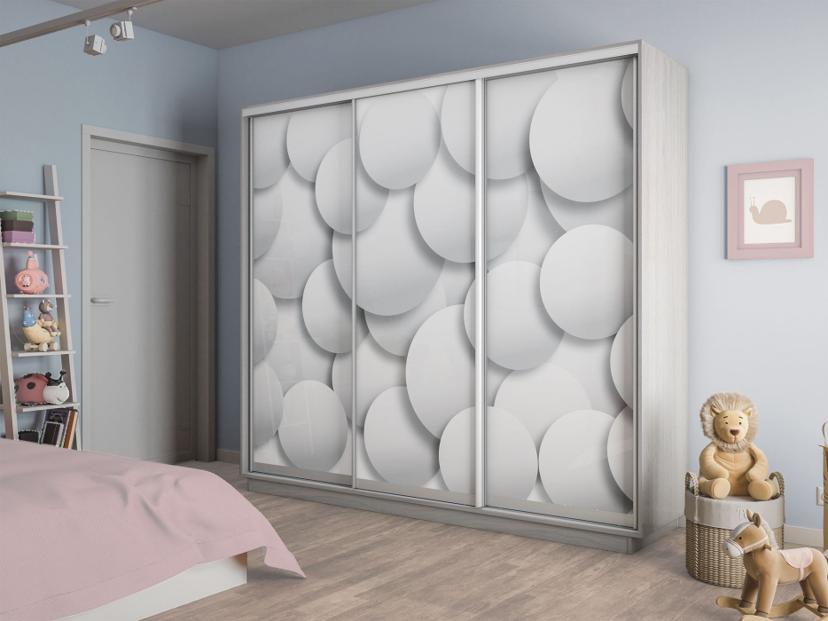 Шкафы-купе 3-х дверные, Шкаф-купе Экспресс 3-х дверный Фотопечать Шары Стекла 210х60х240