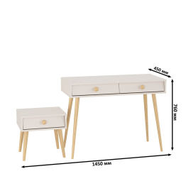 Тумба прикроватная Афина со столом с ящиками и на ножках