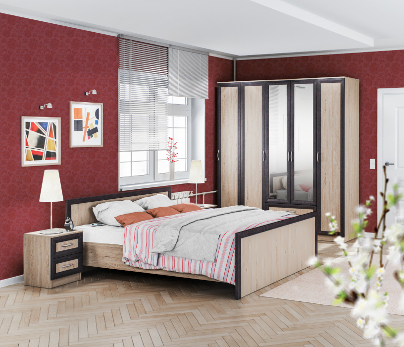 Спальные гарнитуры, Джорджия Дуб Санремо набор с кроватью 1600