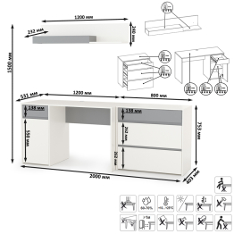 Стол компьютерный с верхней полкой и комодом Торонто