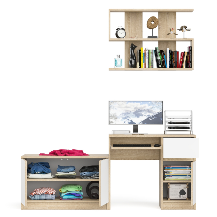 Прямые компьютерные столы, Стол компьютерный однотумбовый Мори МС-1 правый с верхней полкой 900 и тумбой