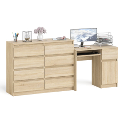 Комод 8-мь ящиков Мори МК1200 и правый компьютерный стол Мори МС-1