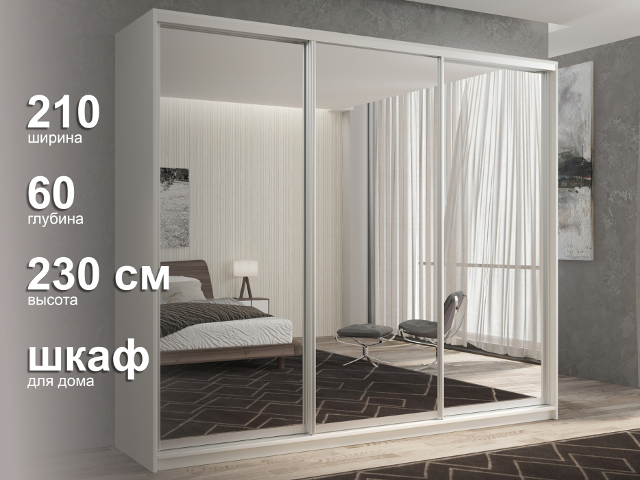 Шкафы-купе 3-х дверные, Шкаф-купе 3х дверный Кааппи 1 210х60