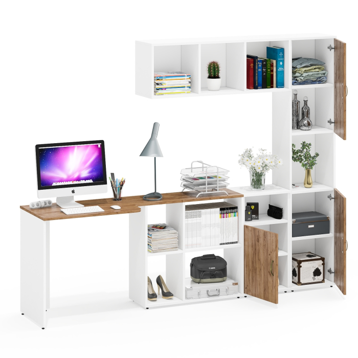 Домашние кабинеты, Пенал для хранения Лидер-8 со столом-трансформером с полкой для книг и тумбой 3.19