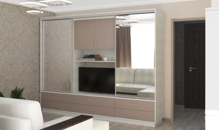 Шкаф-купе Мила с тумбой под ТВ