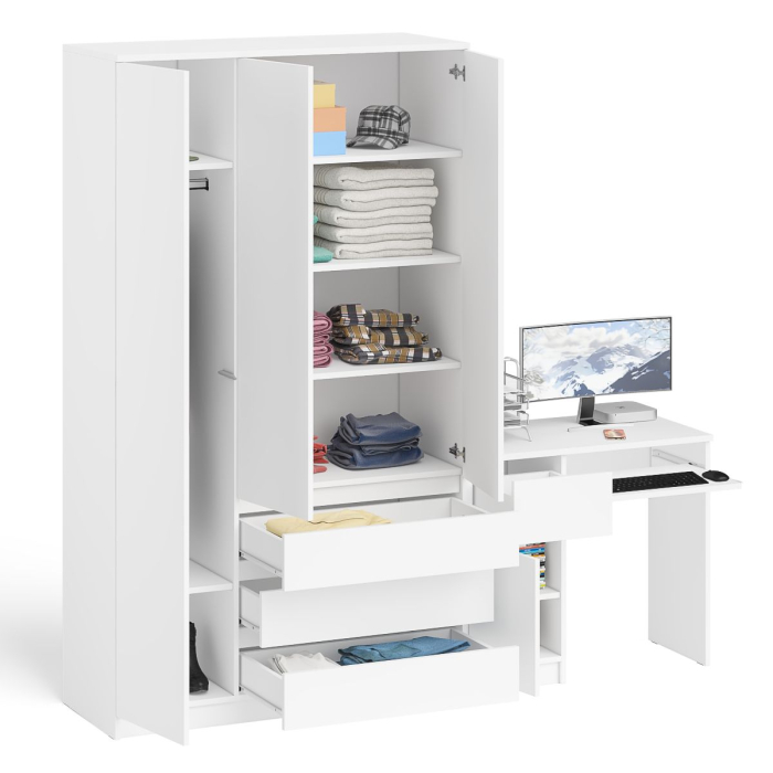 Домашние кабинеты, Компьютерный стол с тумбой с дверкой и ящиком левый и шкаф-комод Мори МШ1200-1