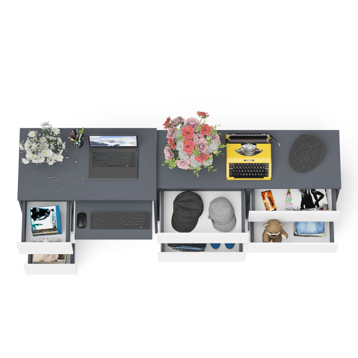 Домашние кабинеты, Комод Мори МК1200 6-ть ящиков со столом компьютерным МС-6 левым