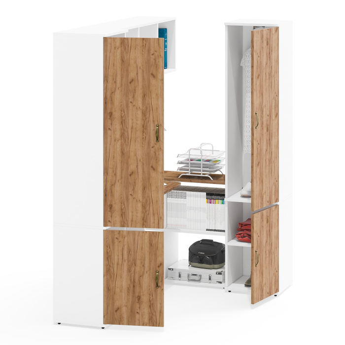 Домашние кабинеты, Два пенала серии Лидер-8 МД 22Б и МД 21Б и компьютерный рабочий стол с полкой для книг