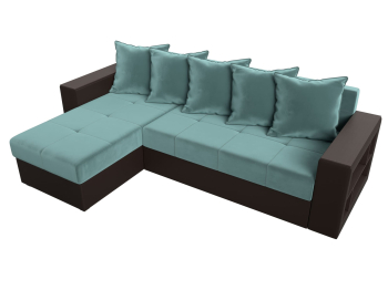 Диван угловой Дубай Лайт, велюр/экокожа, левый угол