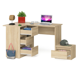 Компьютерный стол угловой Мори МС-16 левый и тумбочка на 400