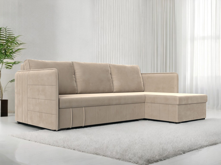 Диваны угловые в гостиную, Диван угловой Слим универсальный угол, велюр