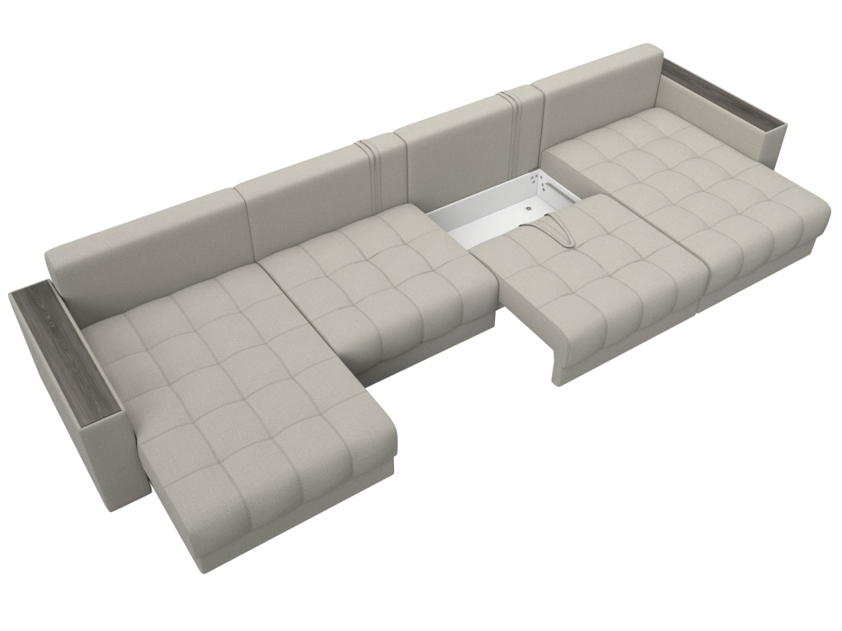 Дизайнерские диваны для гостиной, Диван П-образный с декором Лига-049 НПБ Лонг, рогожка Амур