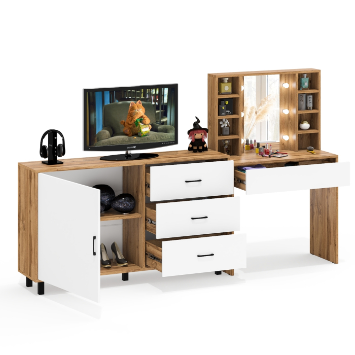 Туалетные столики, Столик туалетный с полочками и с подсветкой и комод 122-1504