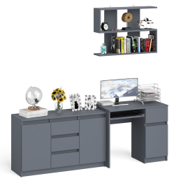 Компьютерный стол МС-1 тумба справа с комодом-тумбой и верхней открытой полкой