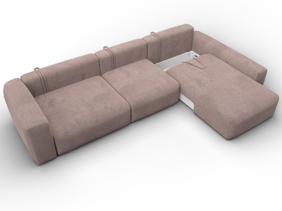 Диваны угловые в гостиную, Диван угловой Лига-066 НПБ Лонг угол правый, велюр TOWER