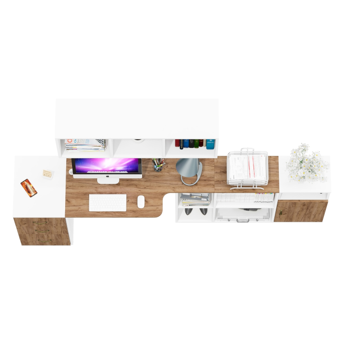 Домашние кабинеты, Две тумбы Лидер-8 и стол-трансформер компьютерный с полкой