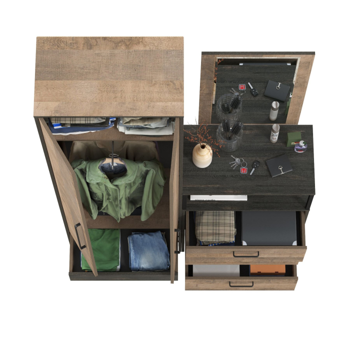 Прихожая, Шкаф с дверками в прихожую с комодом и зеркалом Трувор