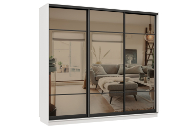 Шкаф-купе Премьер 35 (11ЗБ;11ЗБ;11ЗБ) фасады зеркало бронза/трёхдверный/Профиль чёрный муар