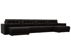 Дизайнерские диваны для гостиной, Диван П-образный с декором Лига-049 НПБ Лонг, экокожа GRIFON