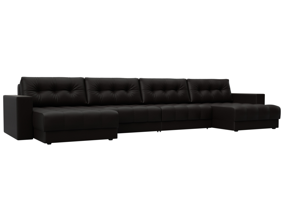 Дизайнерские диваны для гостиной, Диван П-образный с декором Лига-049 НПБ Лонг, экокожа GRIFON