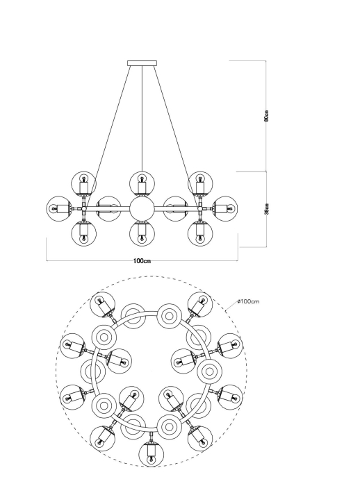 Люстра подвесная, Люстра подвесная BOLLA 25п черный